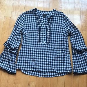 JCrew black/white gingham top, size 2